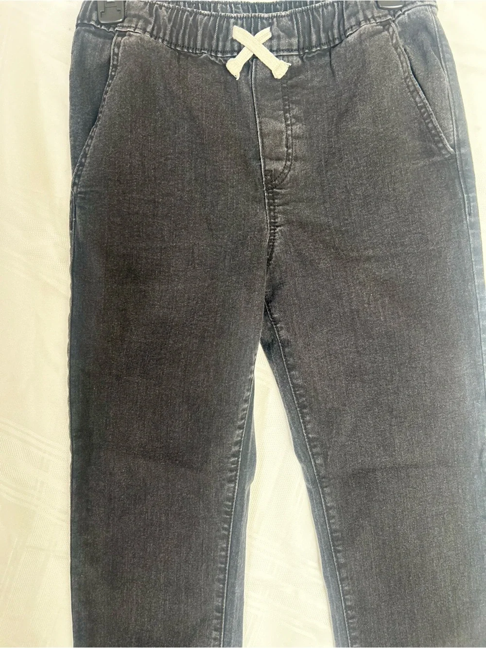 Boys XL Old Navy Black/Gray Relaxed Drawstring Denim style pants elastic waist.